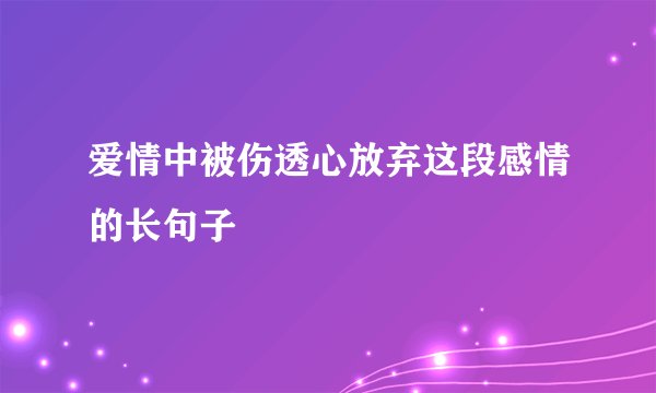 爱情中被伤透心放弃这段感情的长句子