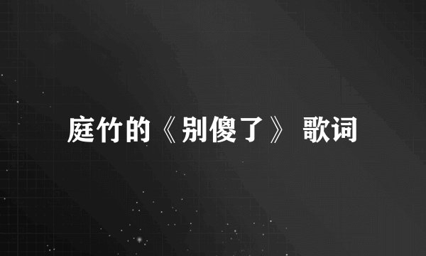 庭竹的《别傻了》 歌词