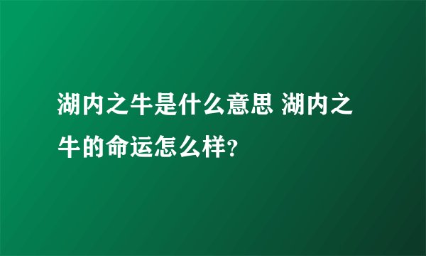 湖内之牛是什么意思 湖内之牛的命运怎么样？