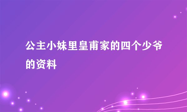 公主小妹里皇甫家的四个少爷的资料