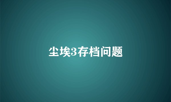 尘埃3存档问题
