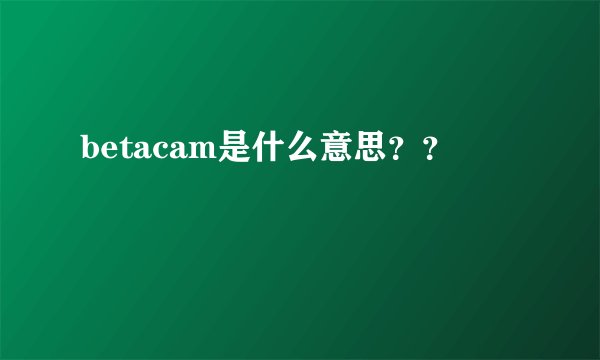 betacam是什么意思？？