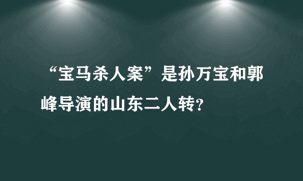 “宝马杀人案”是孙万宝和郭峰导演的山东二人转？