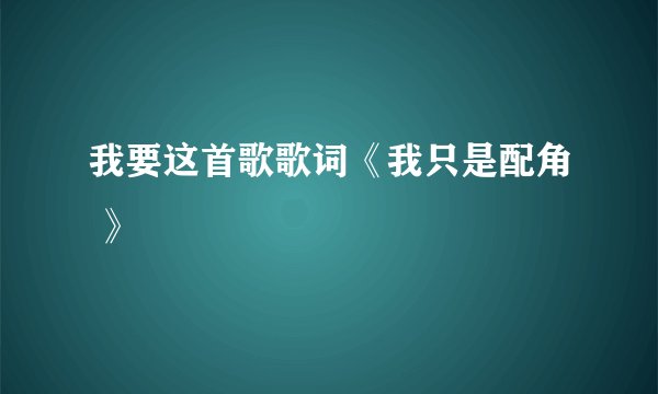 我要这首歌歌词《我只是配角 》