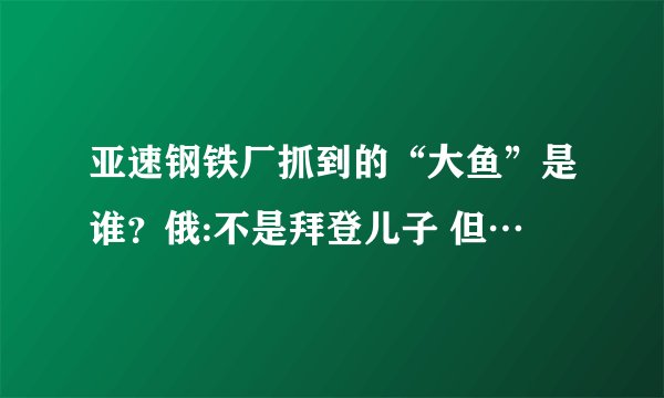 亚速钢铁厂抓到的“大鱼”是谁？俄:不是拜登儿子 但…