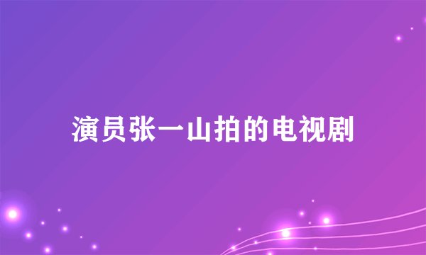演员张一山拍的电视剧