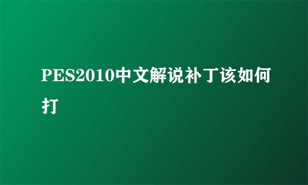 PES2010中文解说补丁该如何打