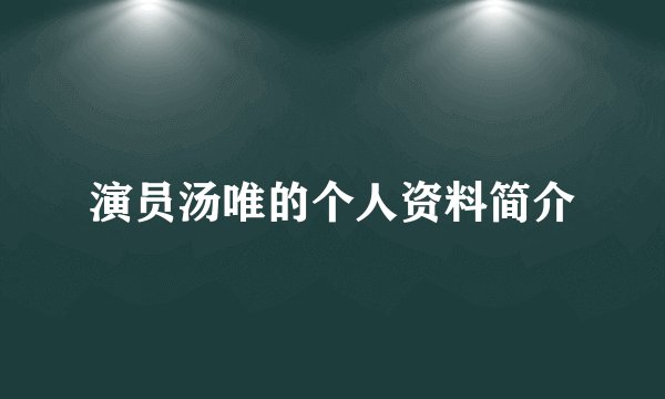 演员汤唯的个人资料简介