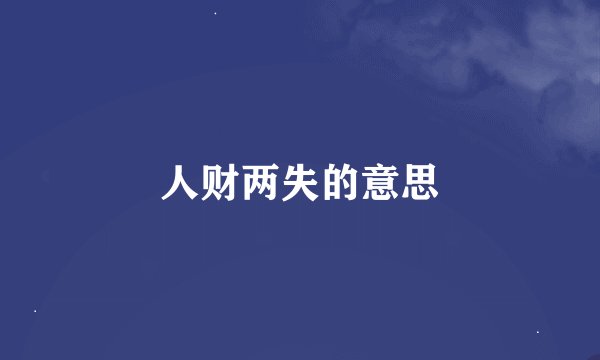 人财两失的意思