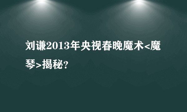 刘谦2013年央视春晚魔术<魔琴>揭秘？