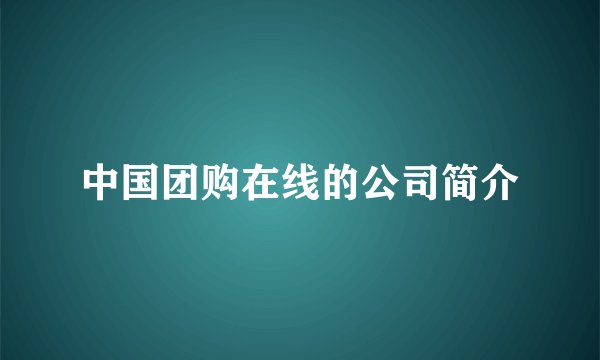 中国团购在线的公司简介