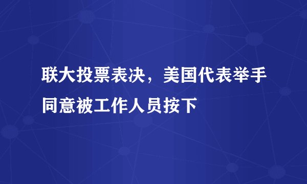 联大投票表决，美国代表举手同意被工作人员按下