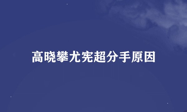 高晓攀尤宪超分手原因