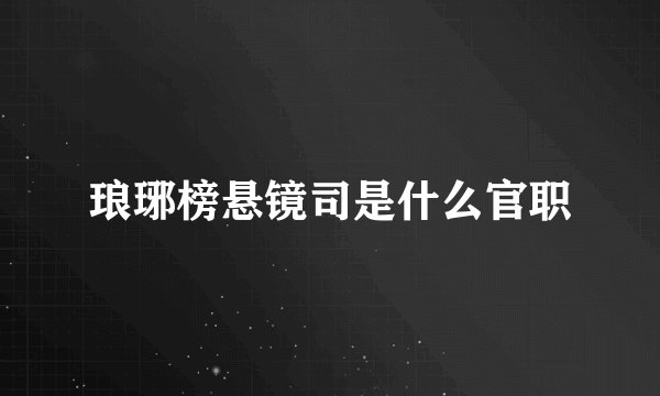 琅琊榜悬镜司是什么官职