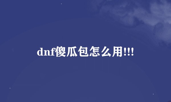 dnf傻瓜包怎么用!!!