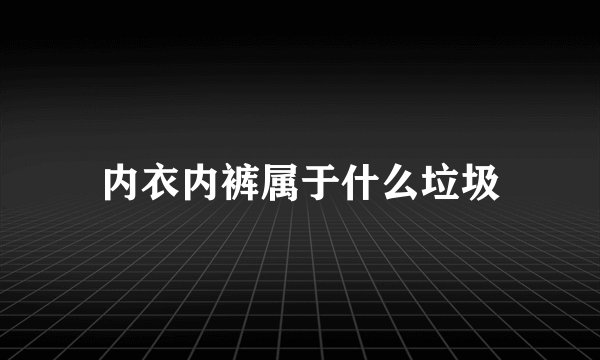 内衣内裤属于什么垃圾