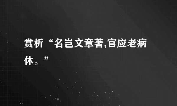 赏析“名岂文章著,官应老病休。”