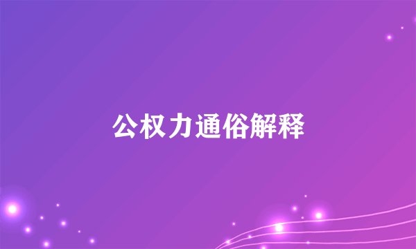 公权力通俗解释