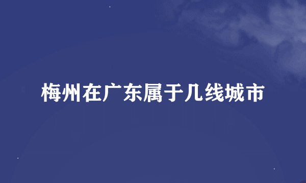 梅州在广东属于几线城市