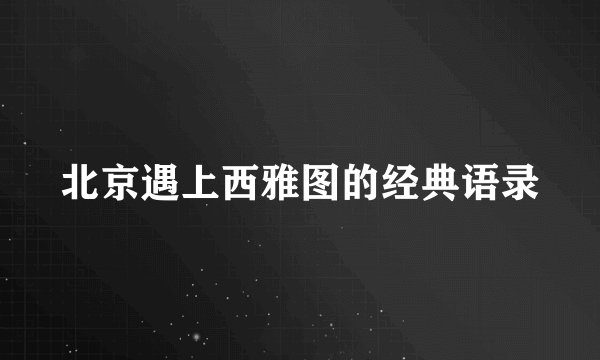 北京遇上西雅图的经典语录