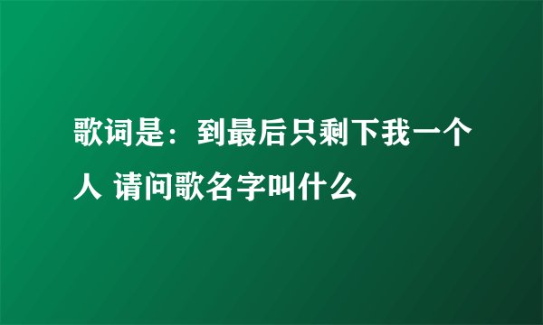 歌词是：到最后只剩下我一个人 请问歌名字叫什么