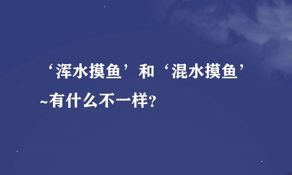 ‘浑水摸鱼’和‘混水摸鱼’~有什么不一样？