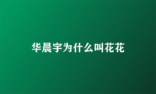 华晨宇为什么叫花花