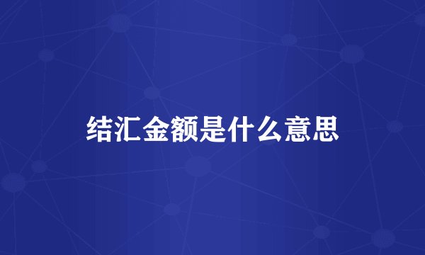 结汇金额是什么意思