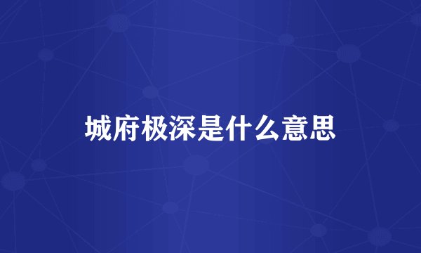 城府极深是什么意思