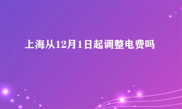 上海从12月1日起调整电费吗