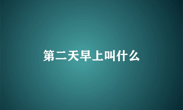 第二天早上叫什么