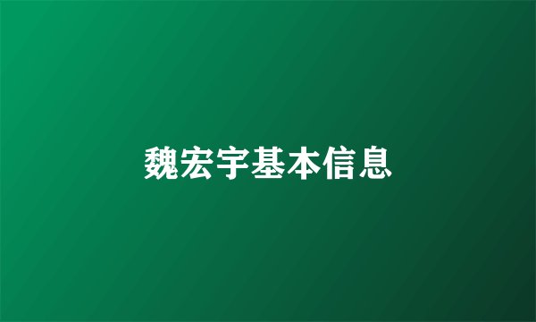 魏宏宇基本信息