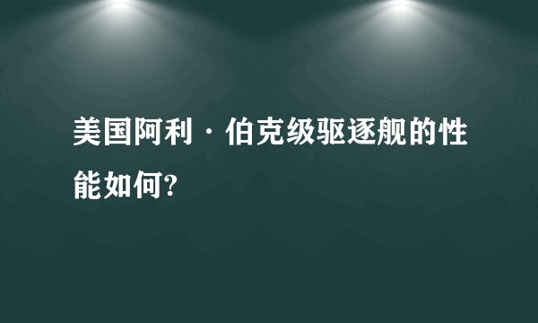 美国阿利·伯克级驱逐舰的性能如何?