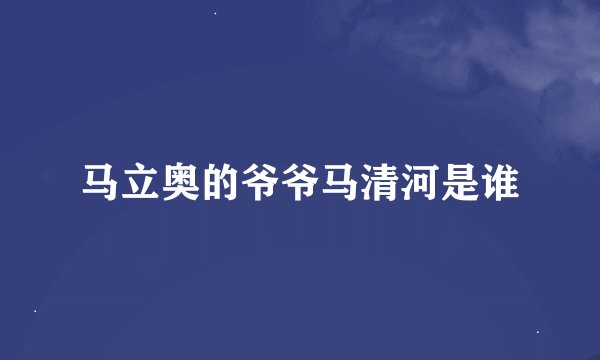 马立奥的爷爷马清河是谁