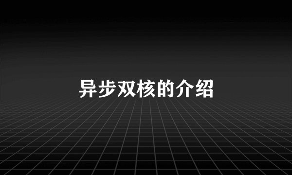 异步双核的介绍