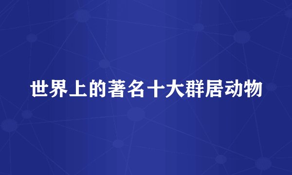 世界上的著名十大群居动物