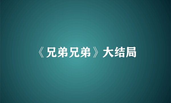 《兄弟兄弟》大结局