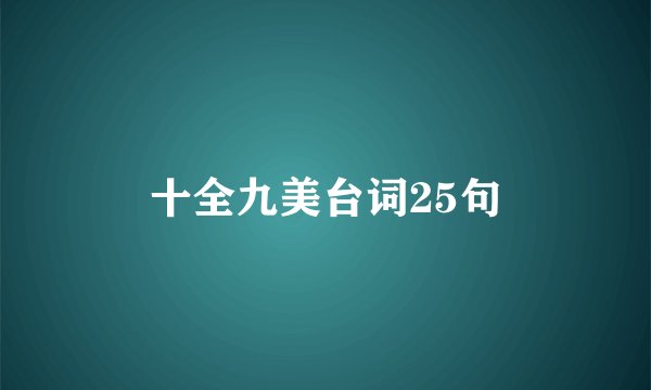十全九美台词25句