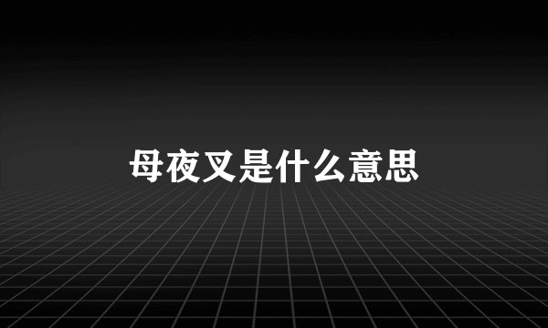 母夜叉是什么意思