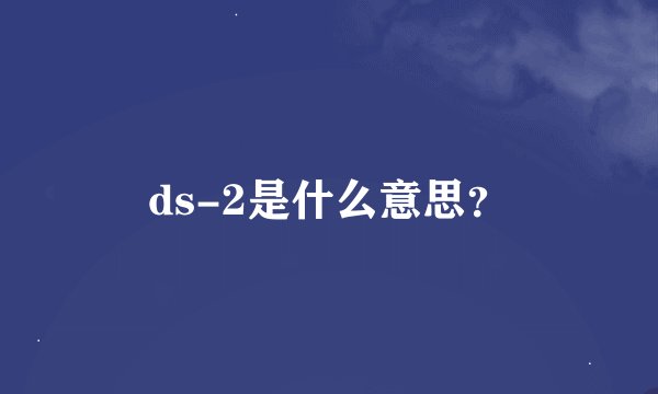 ds-2是什么意思？