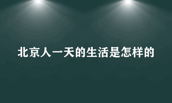 北京人一天的生活是怎样的