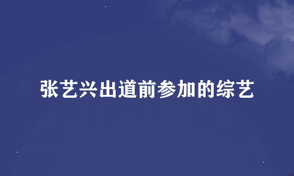 张艺兴出道前参加的综艺