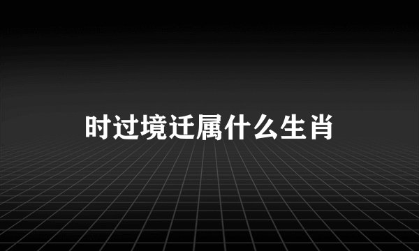 时过境迁属什么生肖