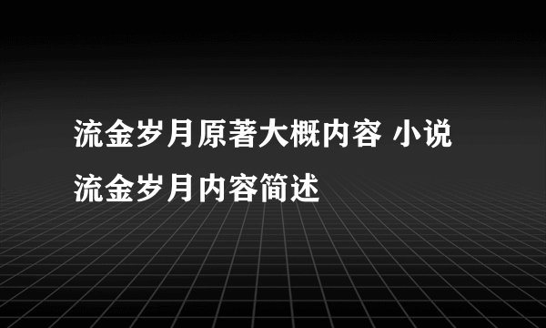 流金岁月原著大概内容 小说流金岁月内容简述