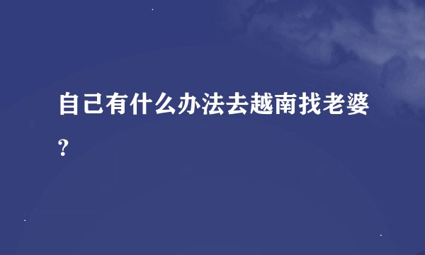 自己有什么办法去越南找老婆？