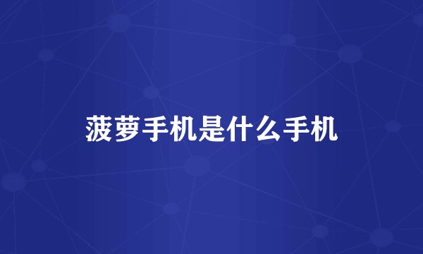 菠萝手机是什么手机