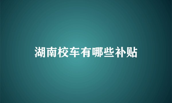 湖南校车有哪些补贴