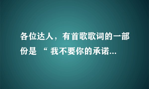各位达人，有首歌歌词的一部份是 “ 我不要你的承诺不要你的拥抱”这是首什么歌