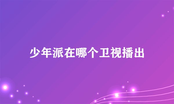 少年派在哪个卫视播出