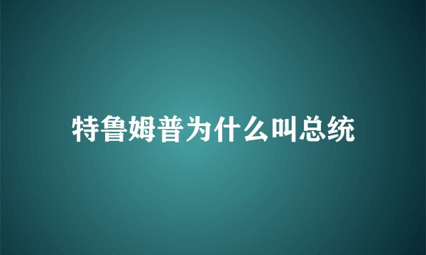 特鲁姆普为什么叫总统